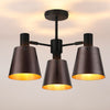 Essington 3 Arm Adjustable Semi Flush Ceiling Light with Brown and Copper Metal Shades