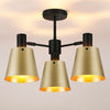Essington 3 Arm Adjustable Semi Flush Ceiling Light with Brass and Gold Metal Shades