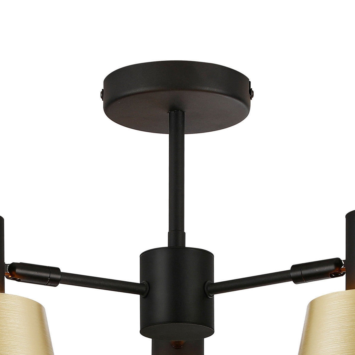Essington 3 Arm Adjustable Semi Flush Ceiling Light with Brass and Gold Metal Shades