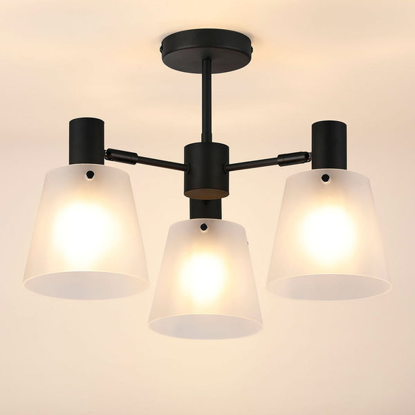 Essington 3 Arm Adjustable Semi Flush Ceiling Light with Frosted White Glass Shades
