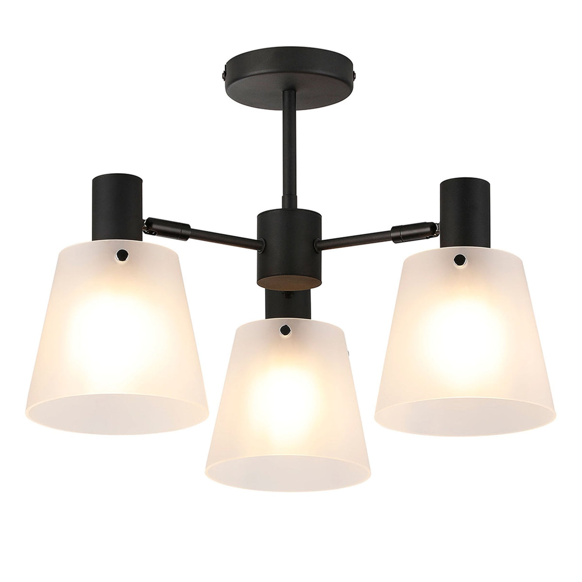 Essington 3 Arm Adjustable Semi Flush Ceiling Light with Frosted White Glass Shades