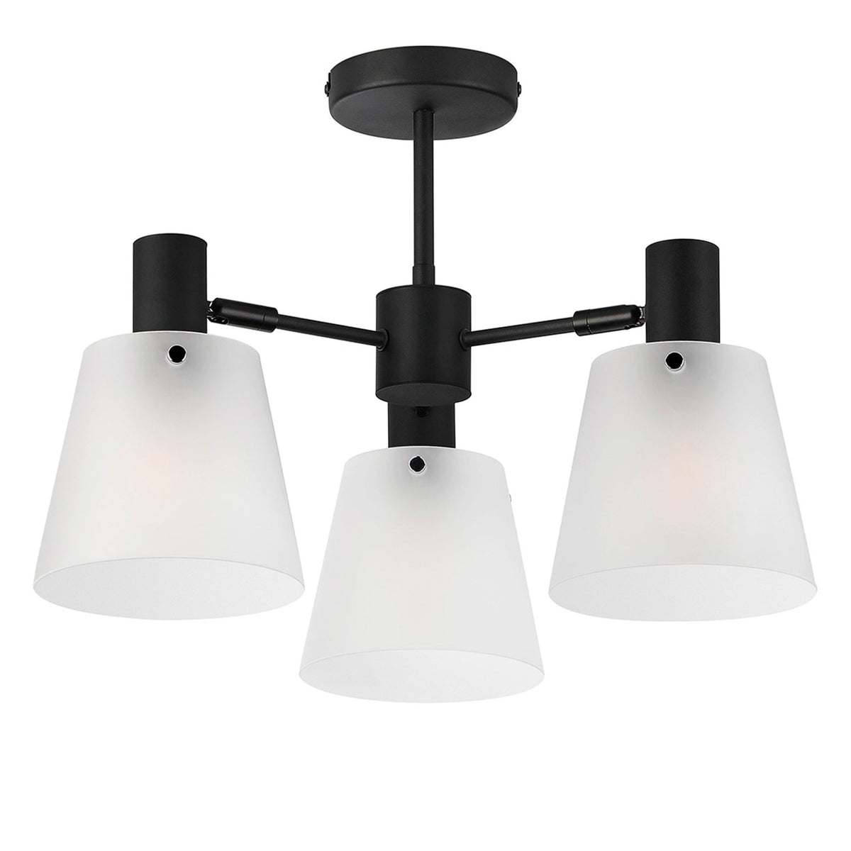 Essington 3 Arm Adjustable Semi Flush Ceiling Light with Frosted White Glass Shades