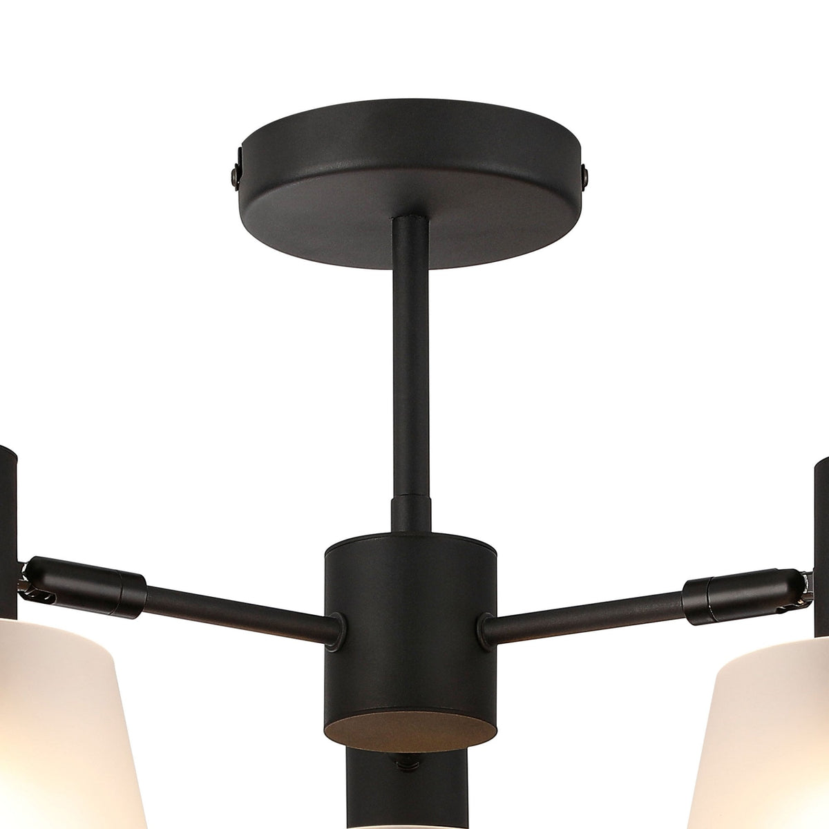 Essington 3 Arm Adjustable Semi Flush Ceiling Light with Frosted White Glass Shades