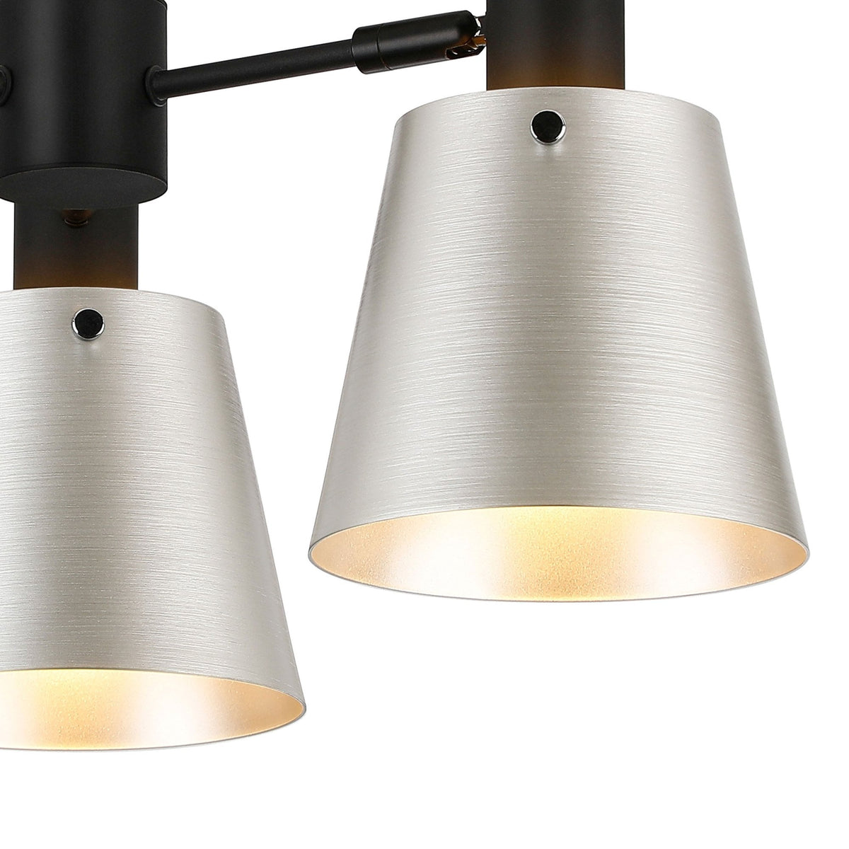 Essington 3 Arm Adjustable Semi Flush Ceiling Light with Grey and Silver Metal Shades