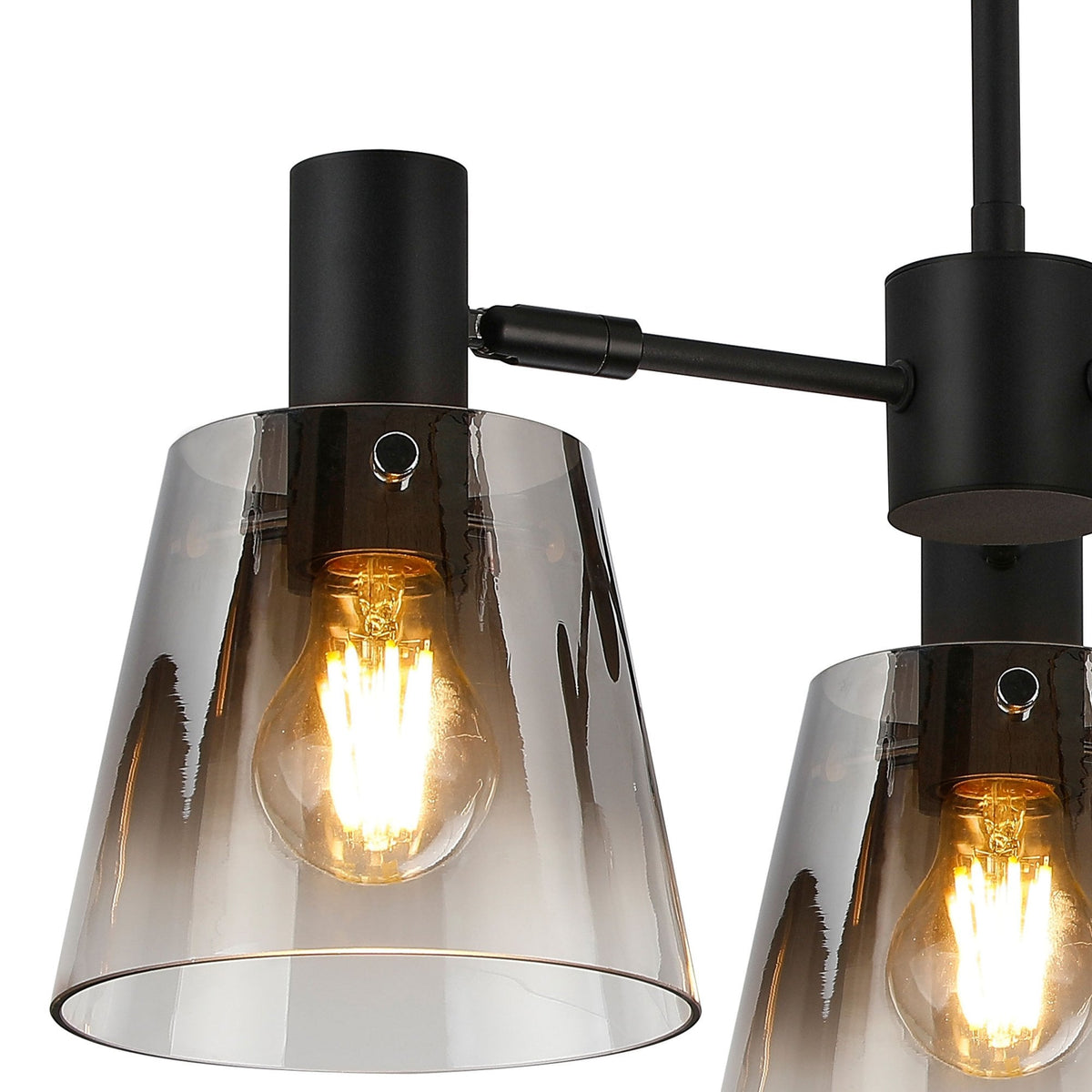 Essington 3 Arm Adjustable Semi Flush Ceiling Light with Smoke Fade Glass Shades