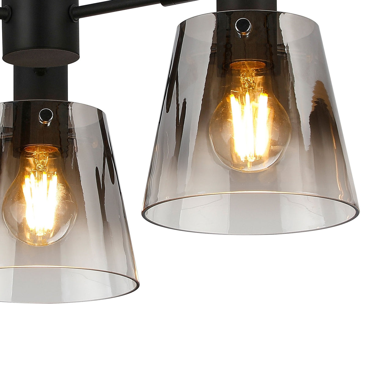 Essington 3 Arm Adjustable Semi Flush Ceiling Light with Smoke Fade Glass Shades