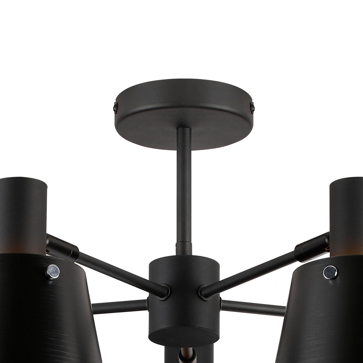 Essington 5 Arm Adjustable Semi Flush Ceiling Light with Sand Black and Gold Metal Shades