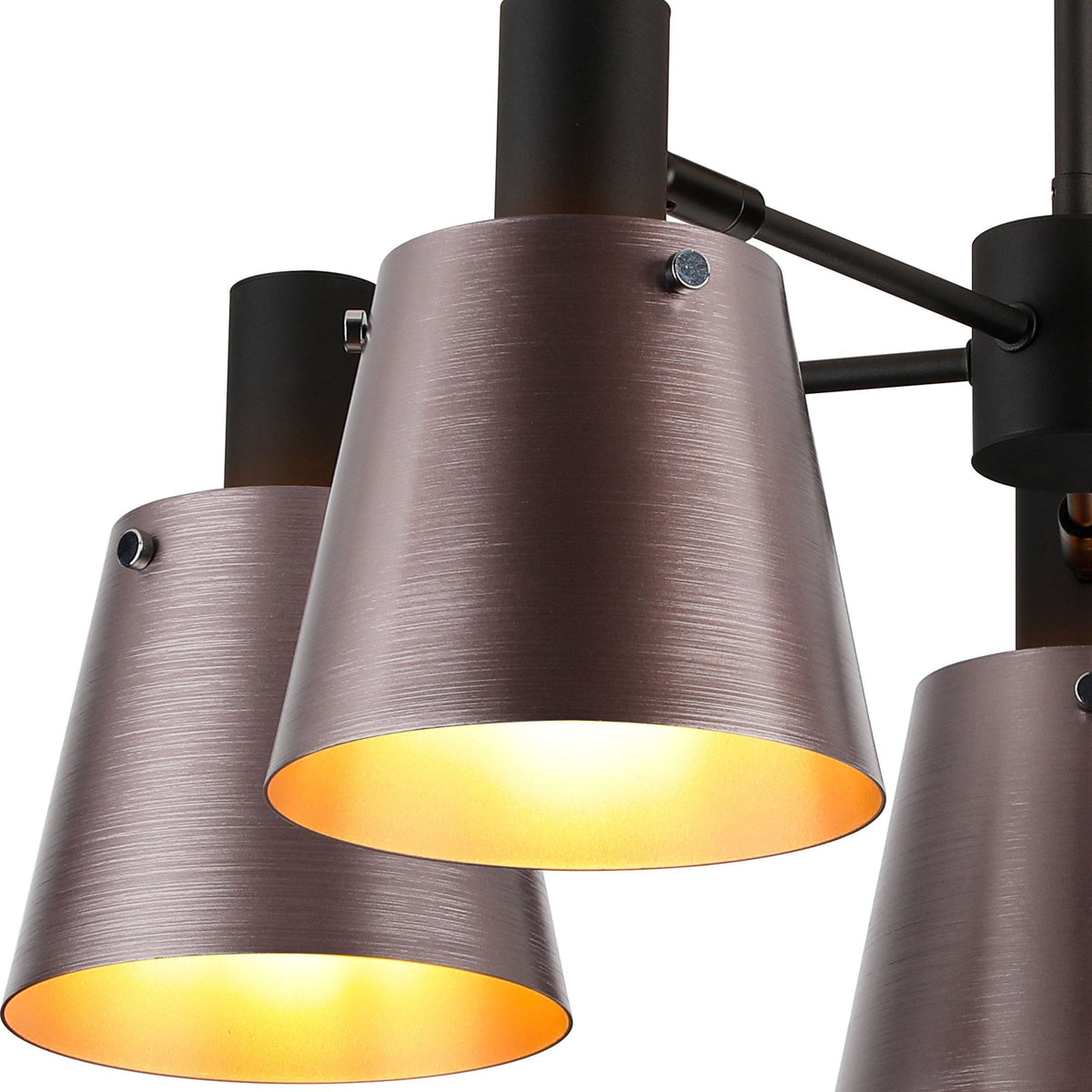 Essington 5 Arm Adjustable Semi Flush Ceiling Light with Brown and Copper Metal Shades