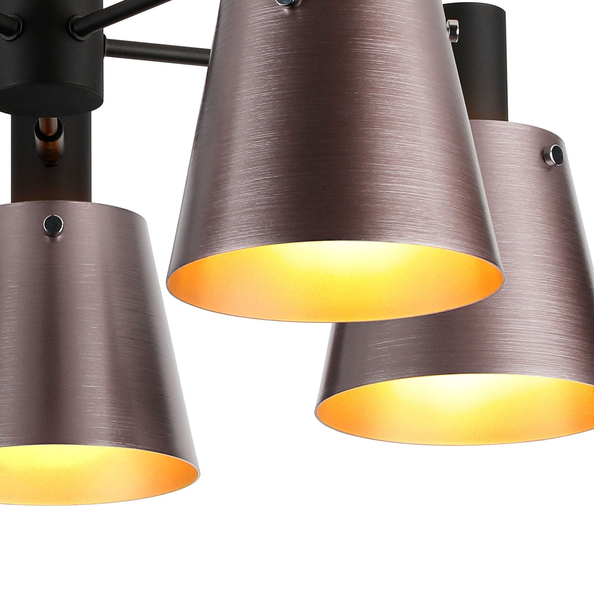 Essington 5 Arm Adjustable Semi Flush Ceiling Light with Brown and Copper Metal Shades