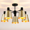 Essington 5 Arm Adjustable Semi Flush Ceiling Light with Brass and Gold Metal Shades