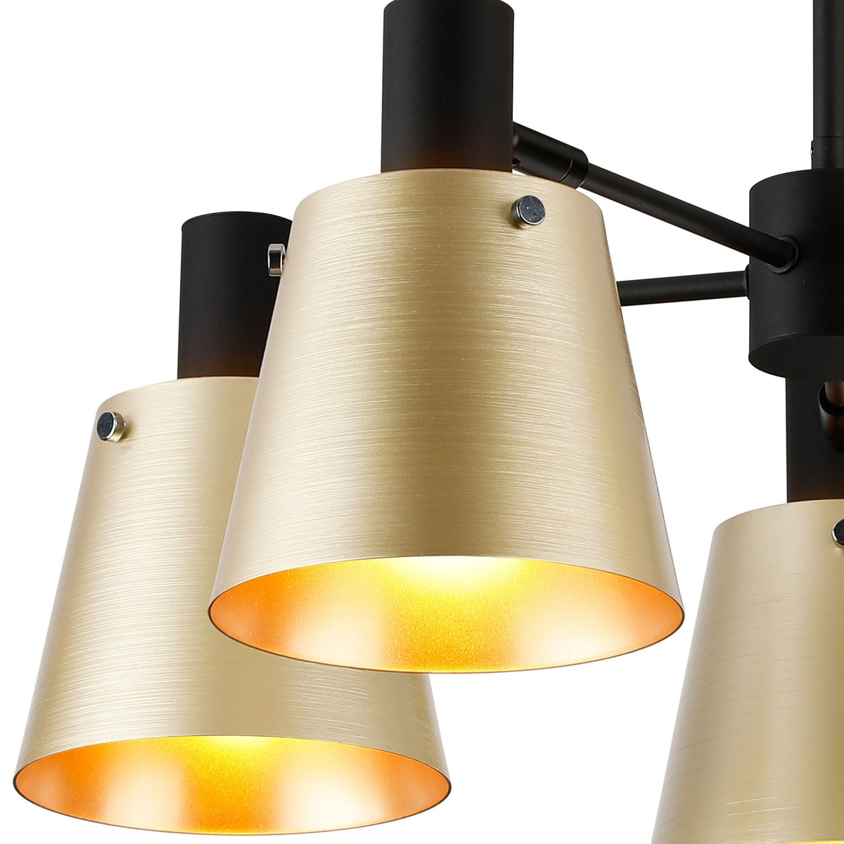 Essington 5 Arm Adjustable Semi Flush Ceiling Light with Brass and Gold Metal Shades