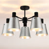 Essington 5 Arm Adjustable Semi Flush Ceiling Light with Grey and Silver Metal Shades
