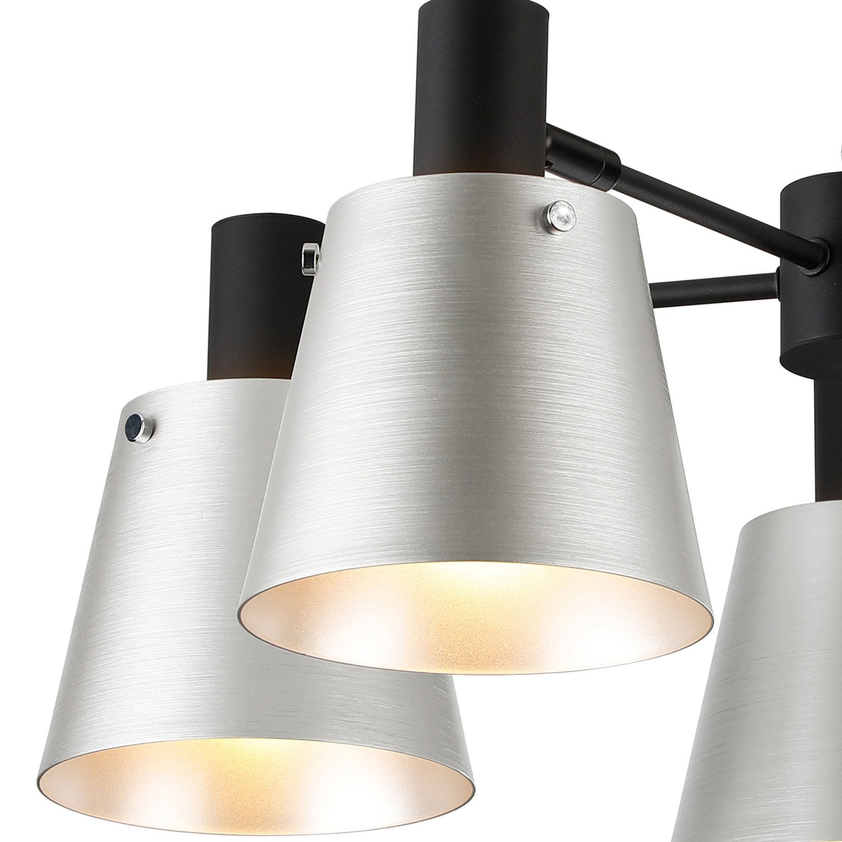 Essington 5 Arm Adjustable Semi Flush Ceiling Light with Grey and Silver Metal Shades