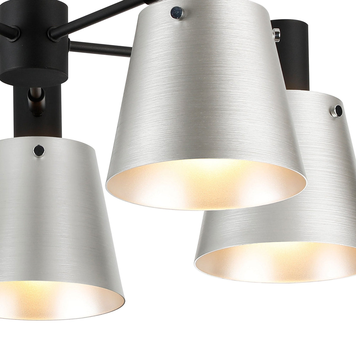 Essington 5 Arm Adjustable Semi Flush Ceiling Light with Grey and Silver Metal Shades