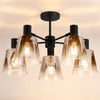 Essington 5 Arm Adjustable Semi Flush Ceiling Light with Smoke Fade Glass Shades