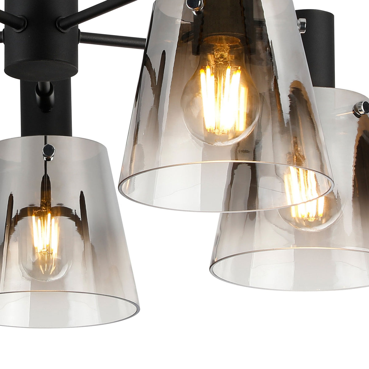 Essington 5 Arm Adjustable Semi Flush Ceiling Light with Smoke Fade Glass Shades