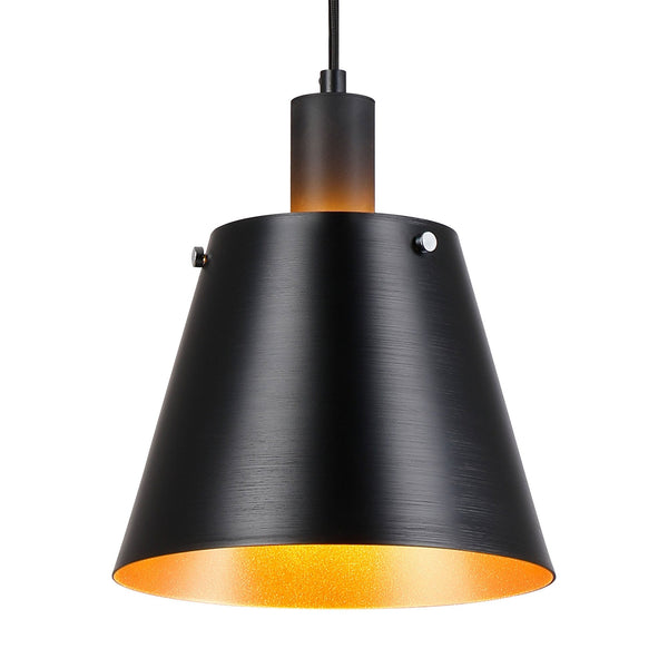 Essington 23cm Single Drop Pendant with Sand Black and Gold Metal Shade