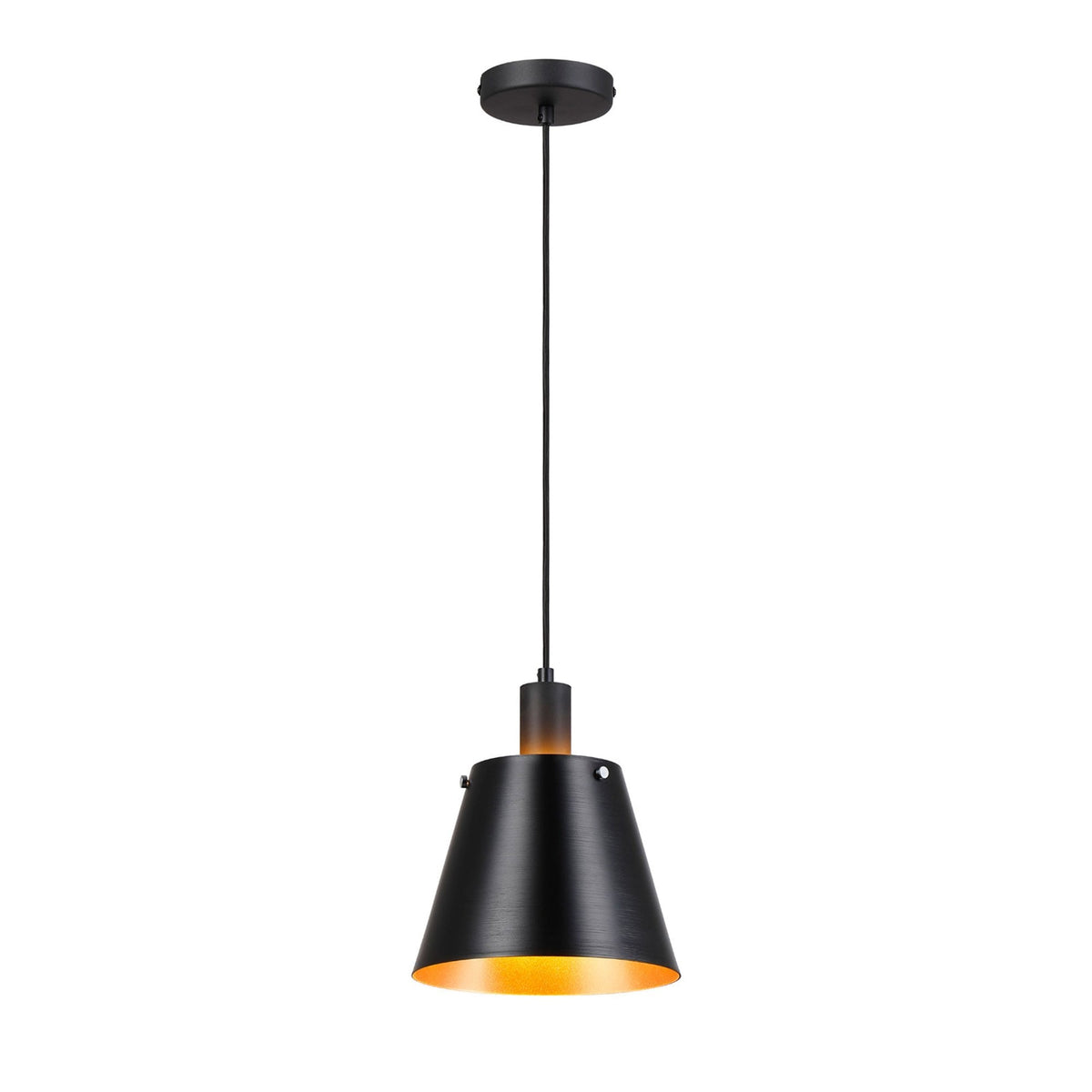Essington 23cm Single Drop Pendant with Sand Black and Gold Metal Shade