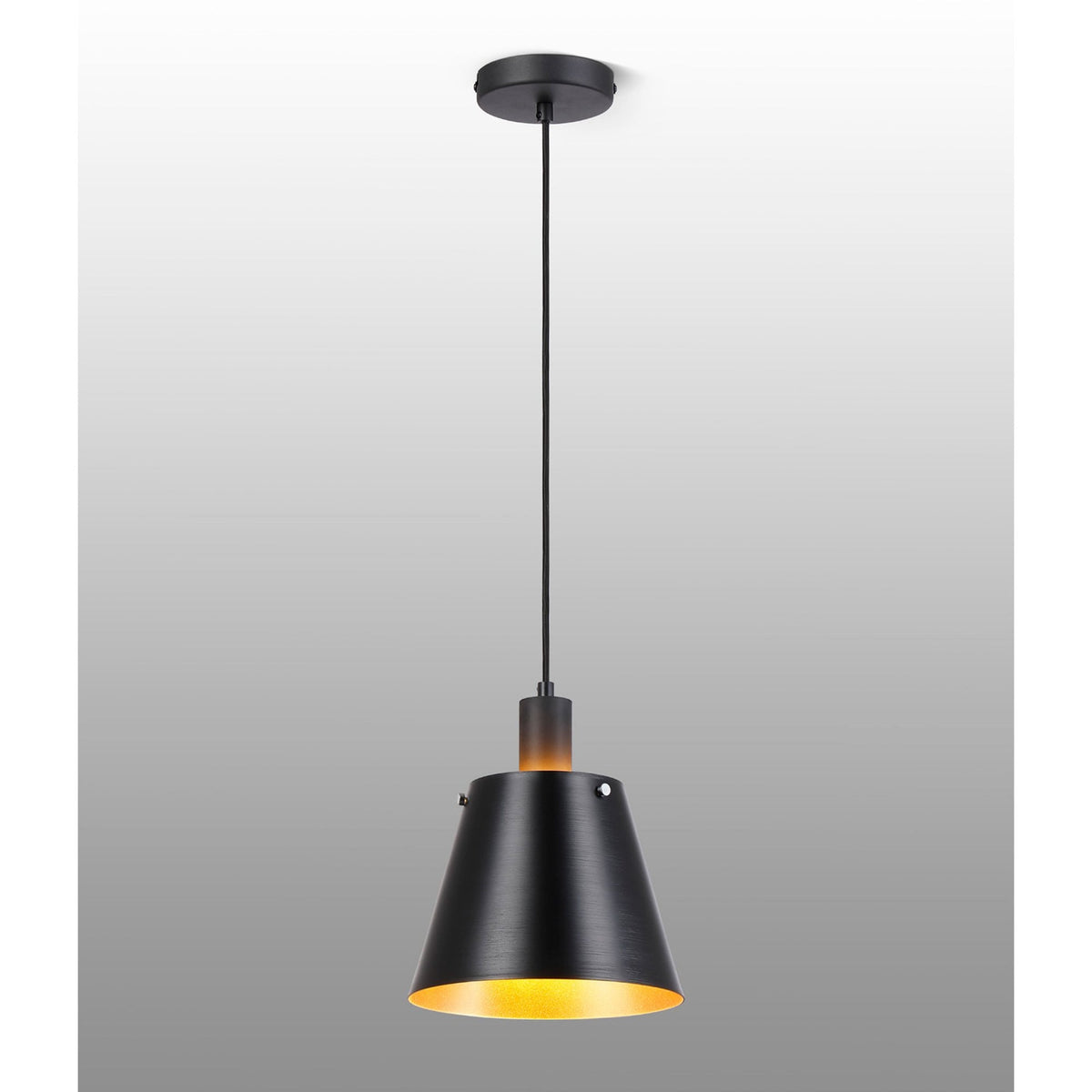 Essington 23cm Single Drop Pendant with Sand Black and Gold Metal Shade
