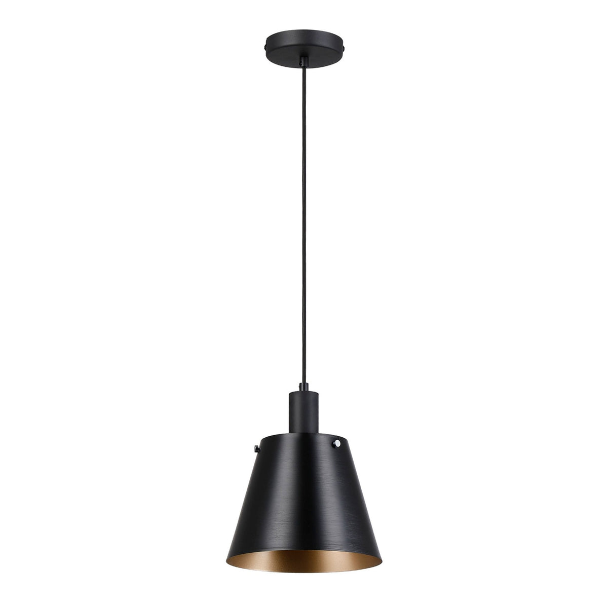 Essington 23cm Single Drop Pendant with Sand Black and Gold Metal Shade
