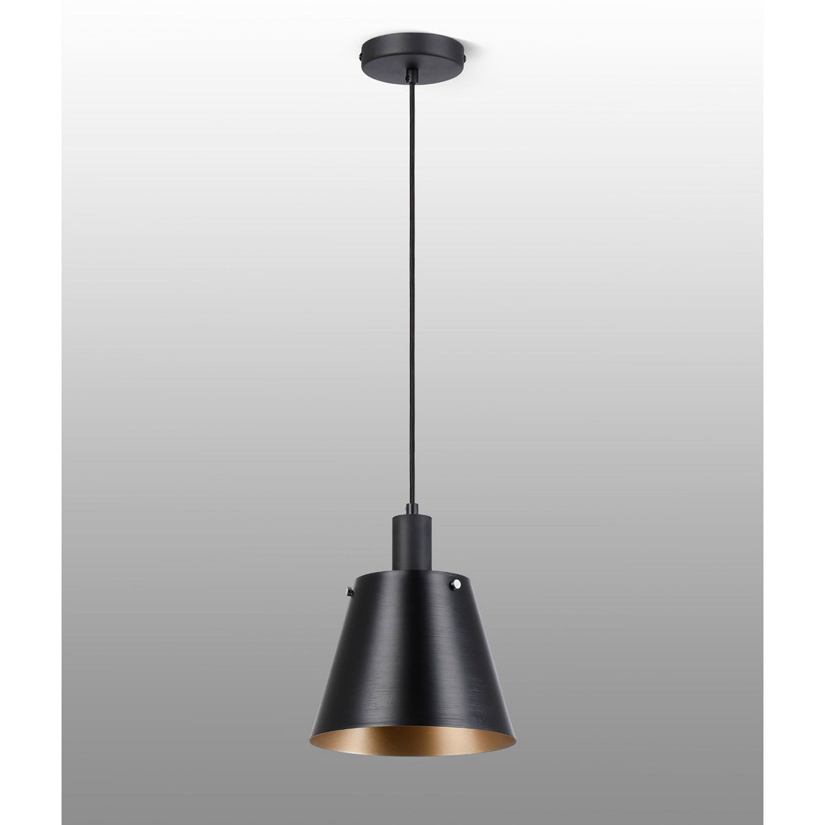 Essington 23cm Single Drop Pendant with Sand Black and Gold Metal Shade