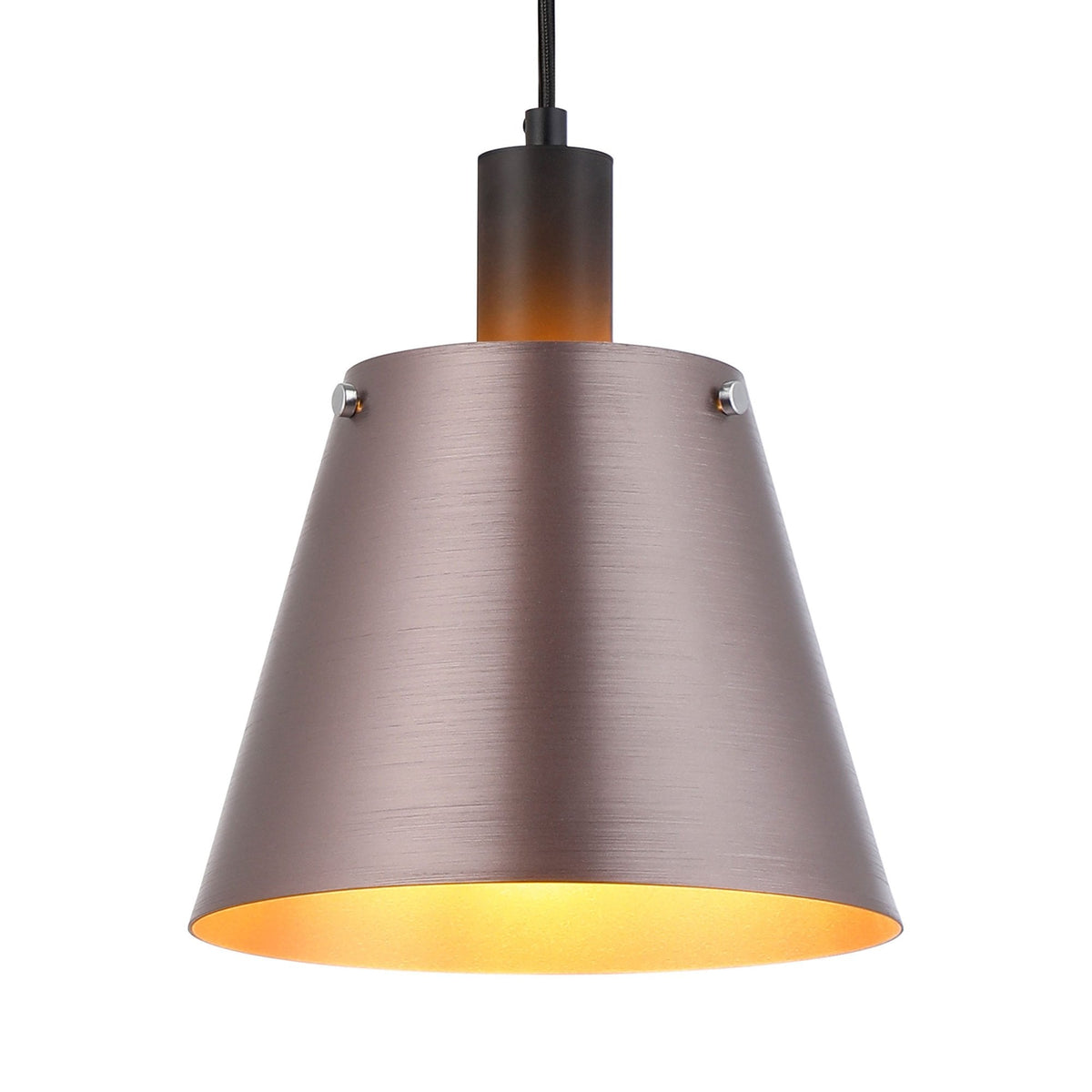 Essington 23cm Single Drop Pendant with Brown and Copper Metal Shade