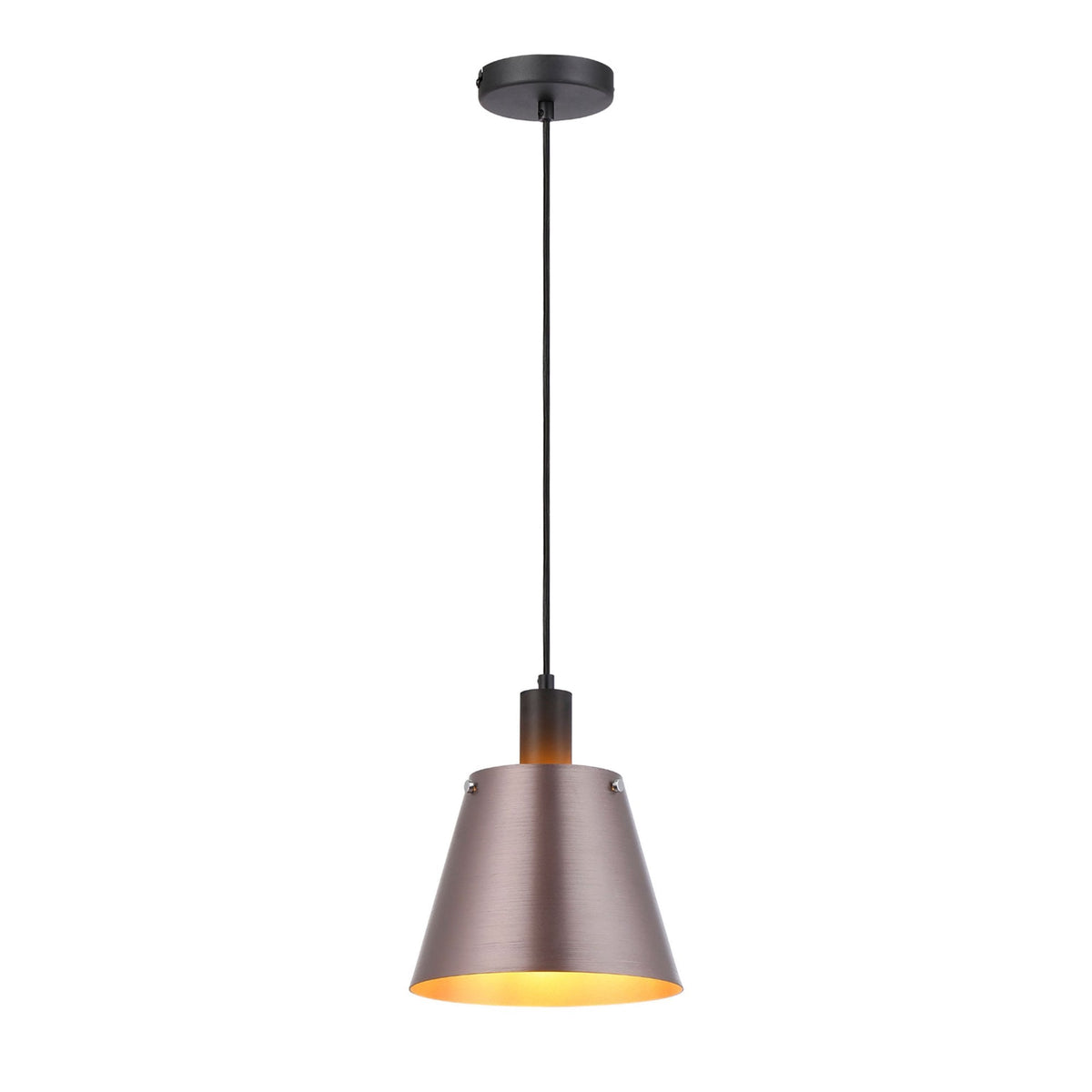 Essington 23cm Single Drop Pendant with Brown and Copper Metal Shade