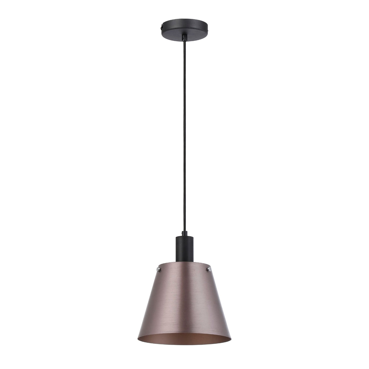 Essington 23cm Single Drop Pendant with Brown and Copper Metal Shade