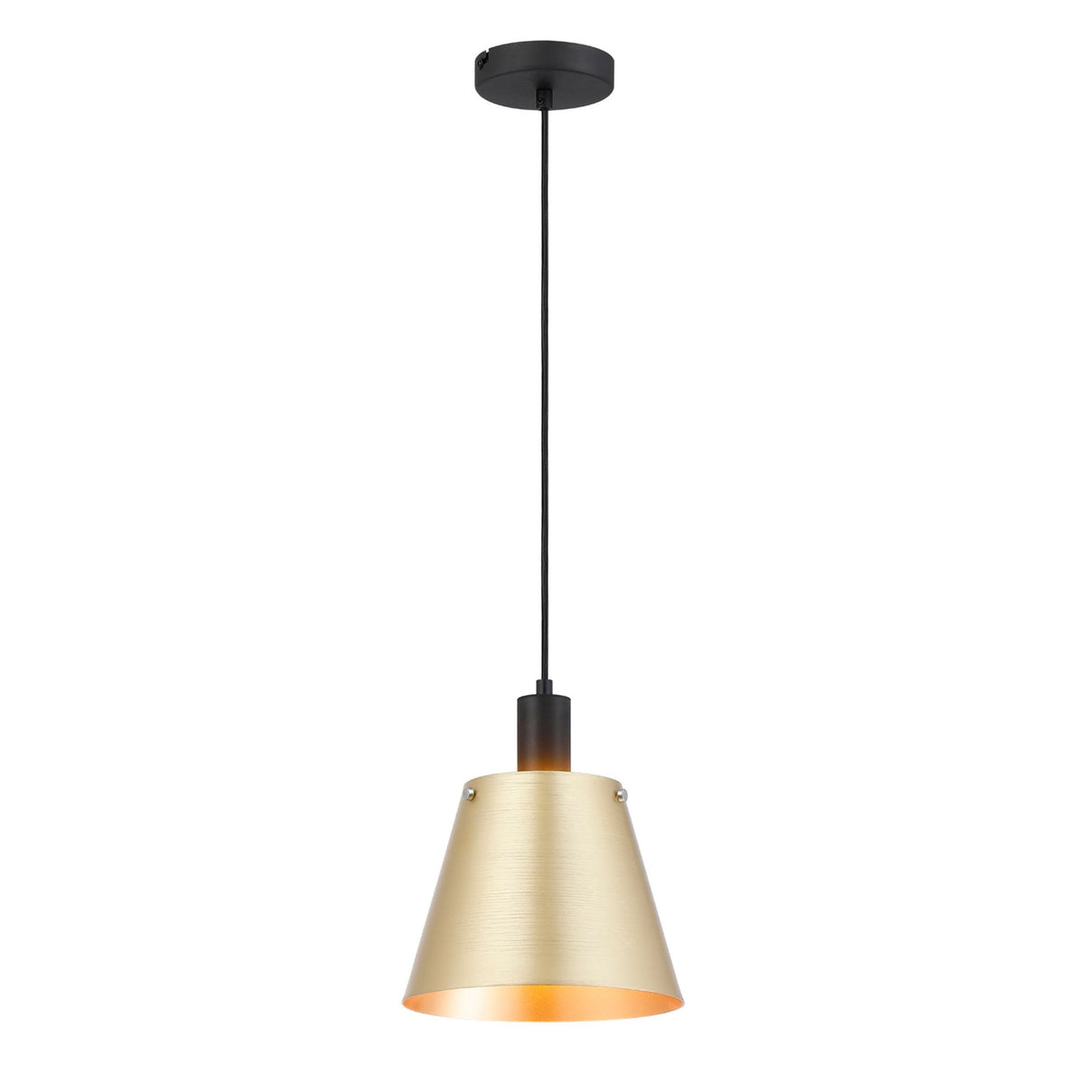 Essington 23cm Single Drop Pendant with Brass and Gold Metal Shade