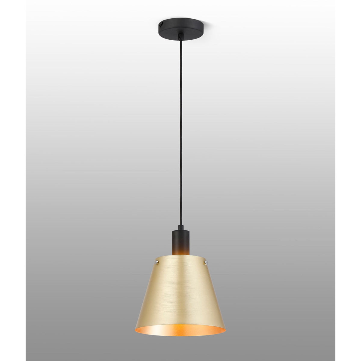 Essington 23cm Single Drop Pendant with Brass and Gold Metal Shade
