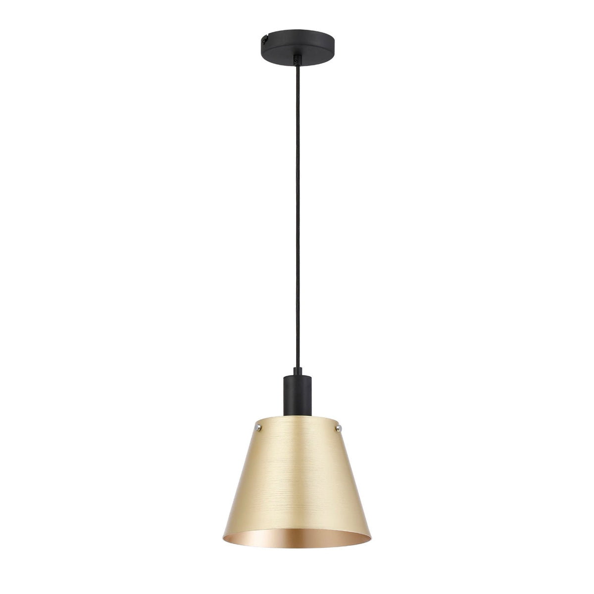 Essington 23cm Single Drop Pendant with Brass and Gold Metal Shade