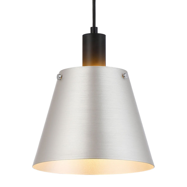Essington 23cm Single Drop Pendant with Grey and Silver Metal Shade