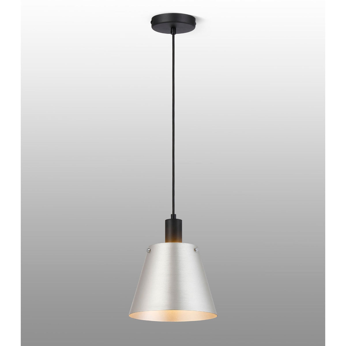 Essington 23cm Single Drop Pendant with Grey and Silver Metal Shade