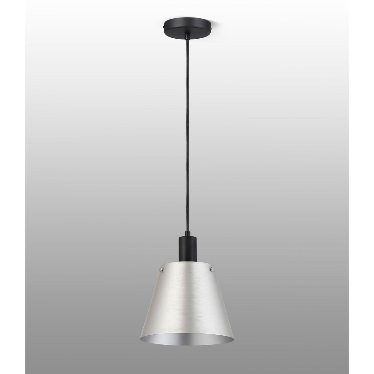 Essington 23cm Single Drop Pendant with Grey and Silver Metal Shade