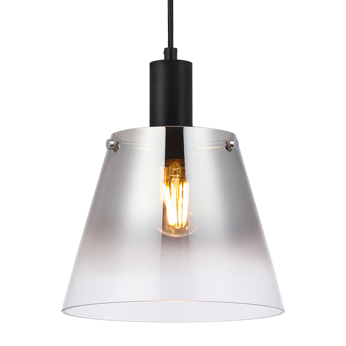 Essington 23cm Single Drop Pendant with Smoke Fade Glass Shade