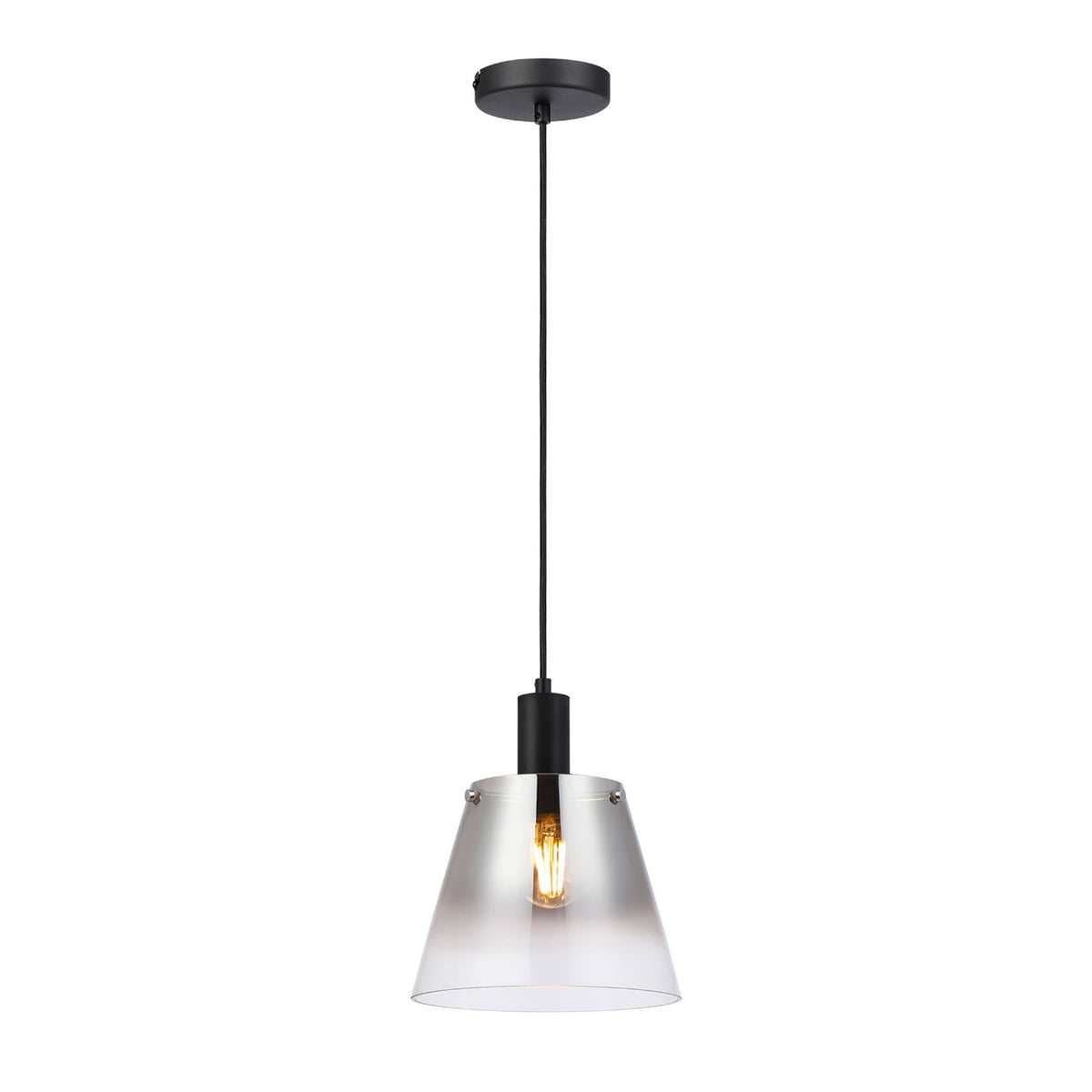 Essington 23cm Single Drop Pendant with Smoke Fade Glass Shade