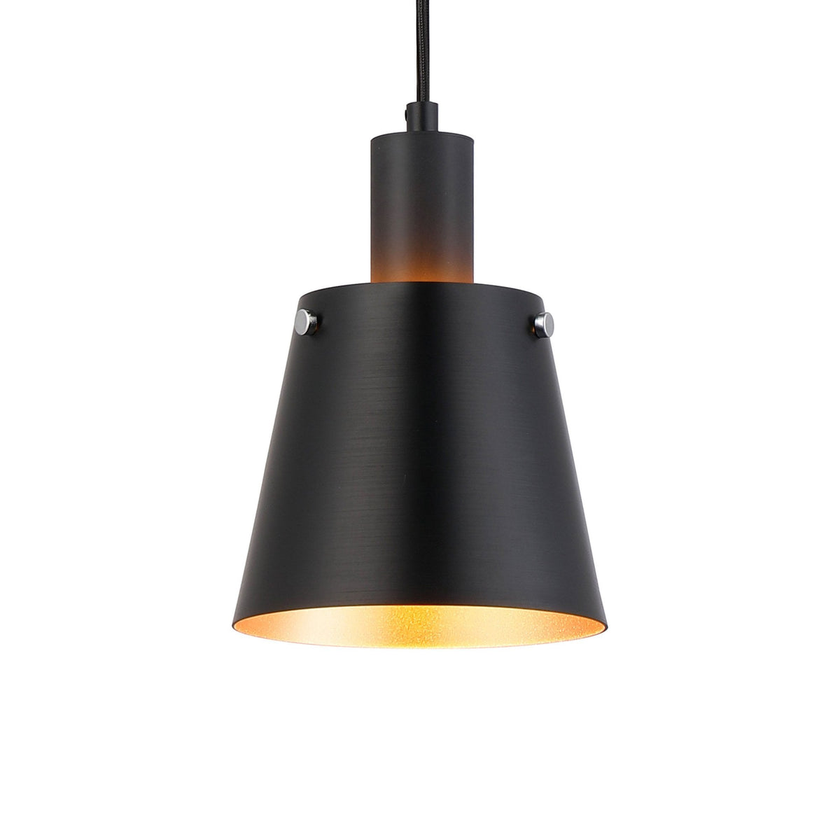 Essington 16cm Single Drop Pendant with Sand Black and Gold Metal Shade