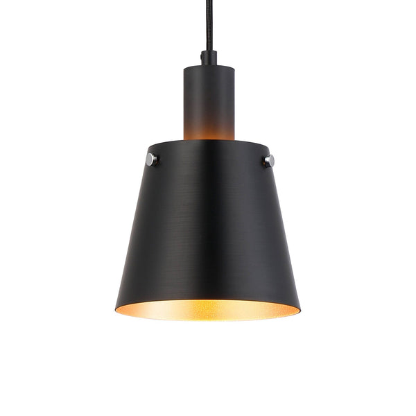 Essington 16cm Single Drop Pendant with Sand Black and Gold Metal Shade