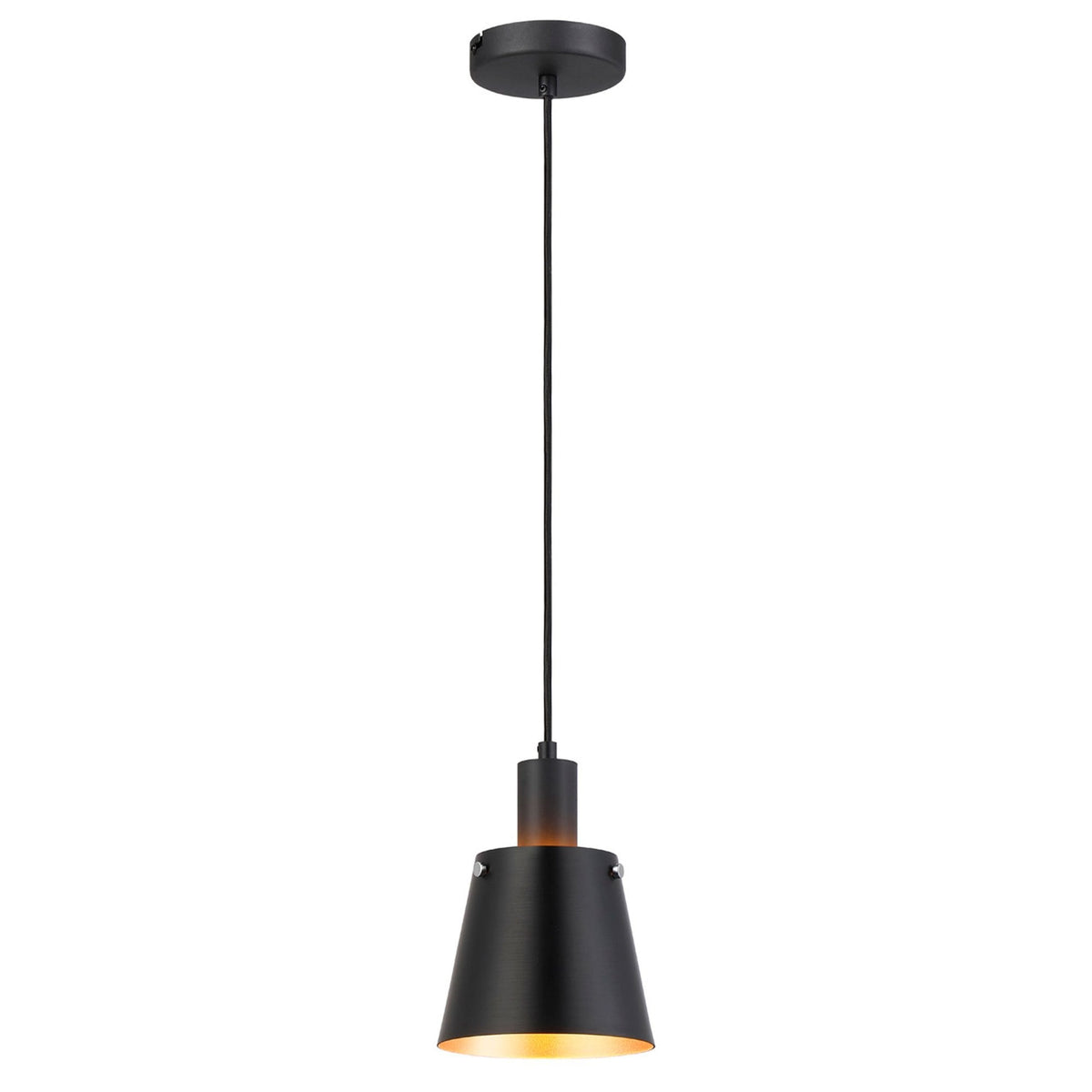 Essington 16cm Single Drop Pendant with Sand Black and Gold Metal Shade