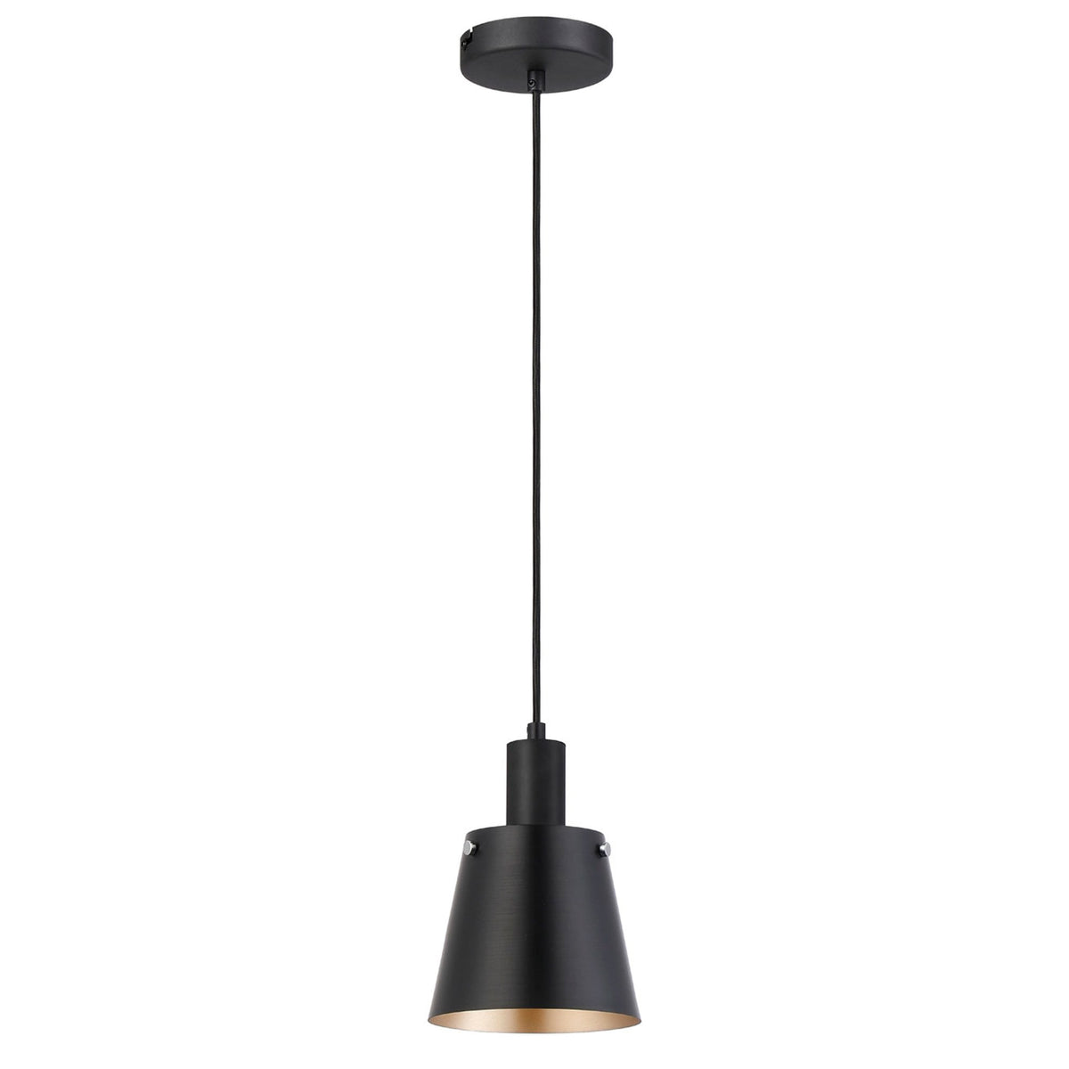 Essington 16cm Single Drop Pendant with Sand Black and Gold Metal Shade