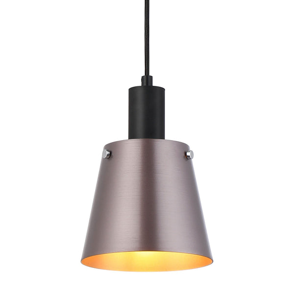 Essington 16cm Single Drop Pendant with Brown and Copper Metal Shade