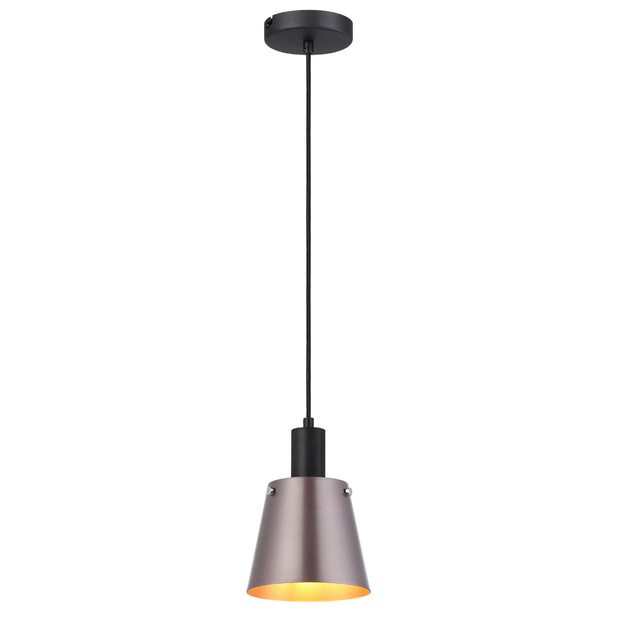 Essington 16cm Single Drop Pendant with Brown and Copper Metal Shade