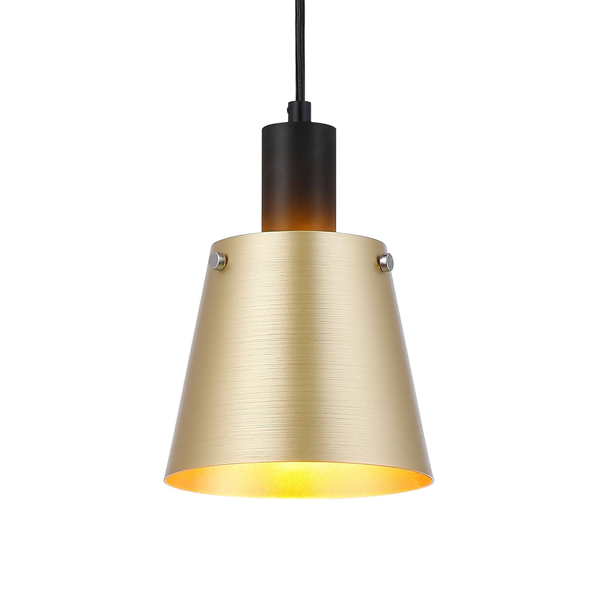 Essington 16cm Single Drop Pendant with Brass and Gold Metal Shade