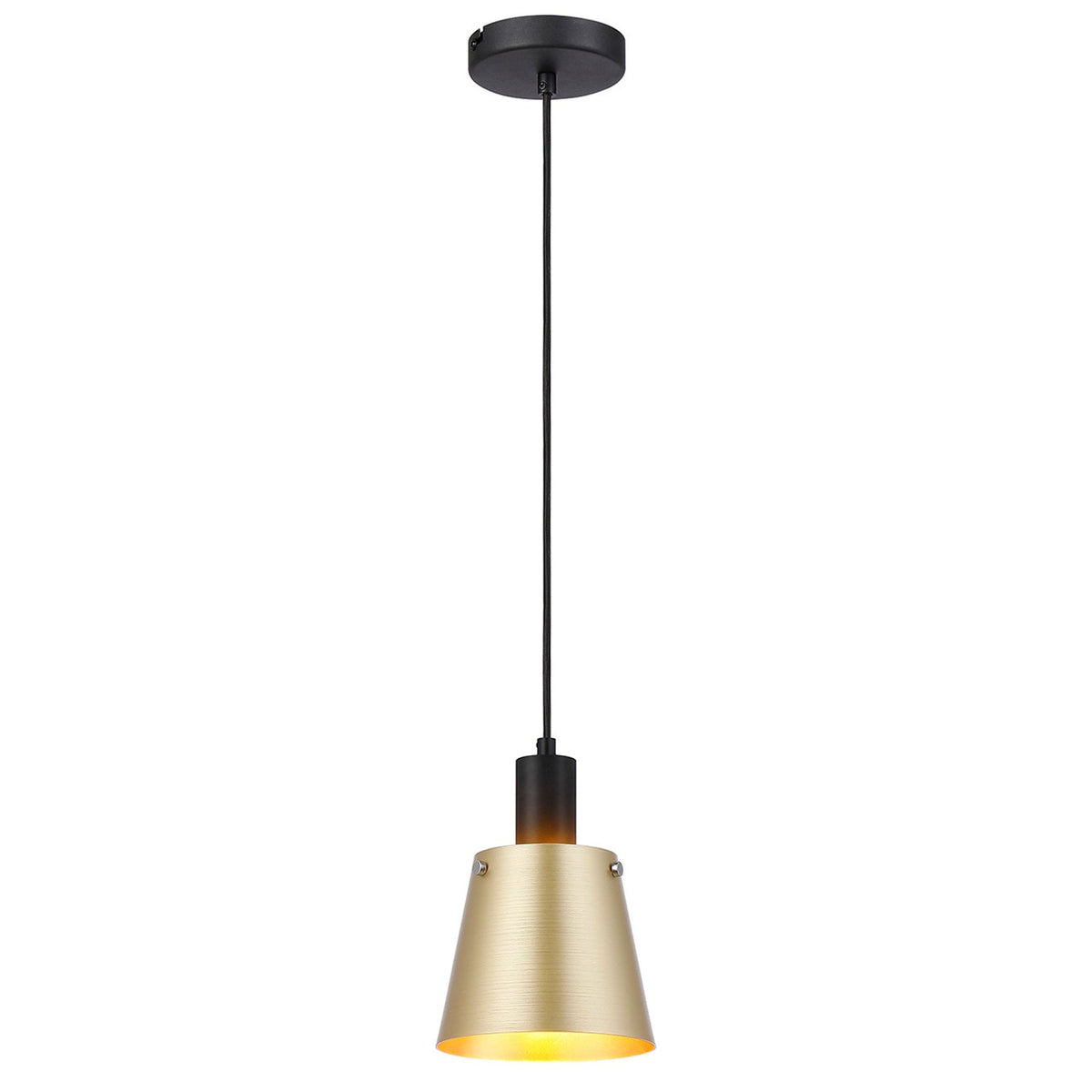 Essington 16cm Single Drop Pendant with Brass and Gold Metal Shade