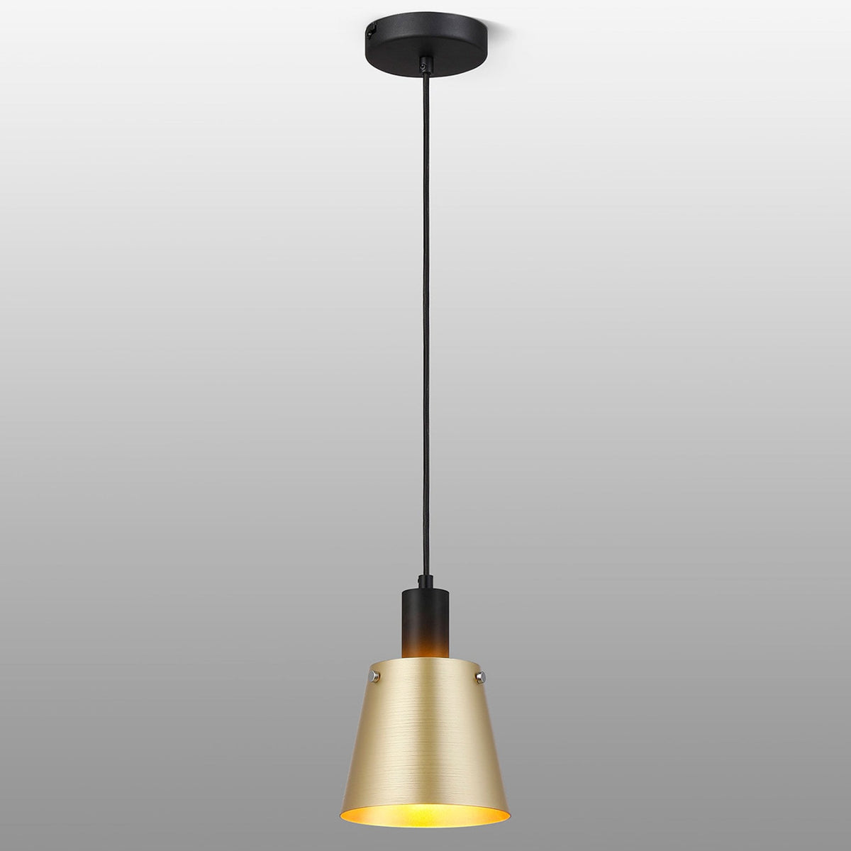 Essington 16cm Single Drop Pendant with Brass and Gold Metal Shade