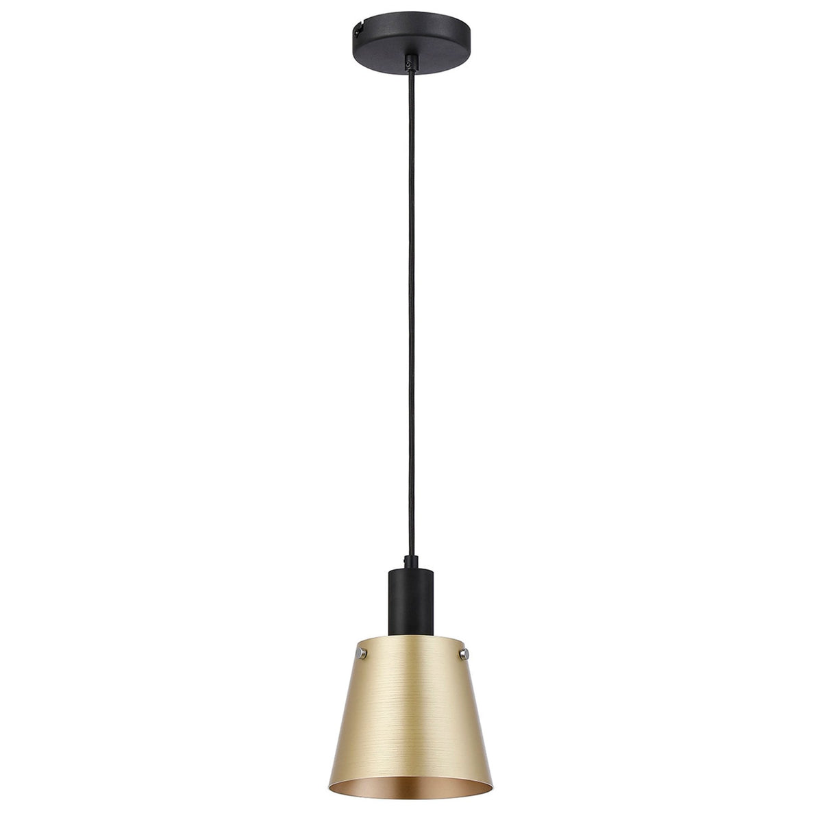 Essington 16cm Single Drop Pendant with Brass and Gold Metal Shade