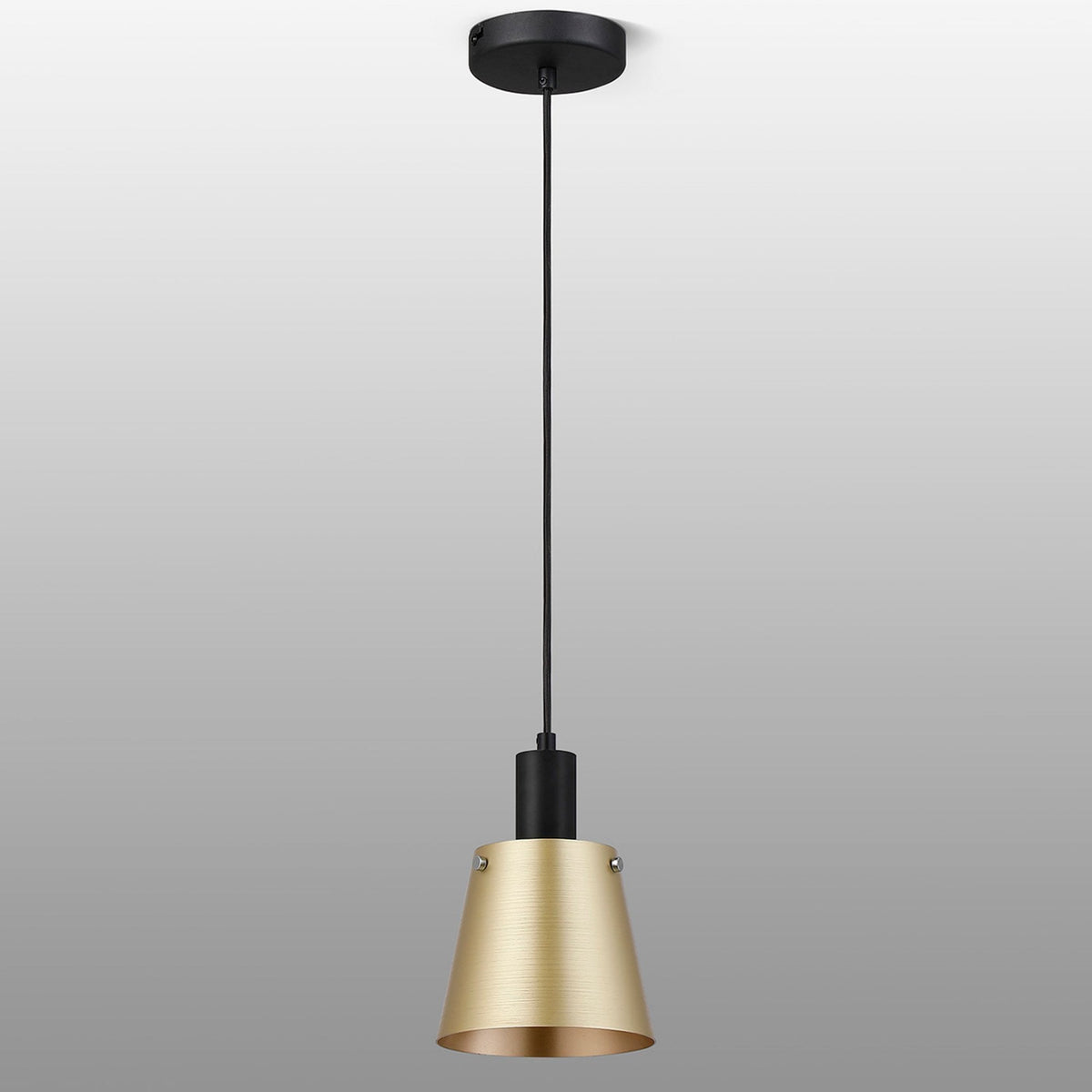 Essington 16cm Single Drop Pendant with Brass and Gold Metal Shade