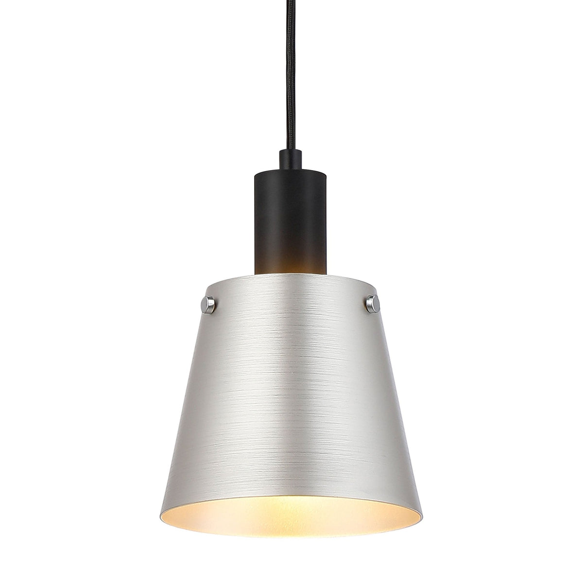 Essington 16cm Single Drop Pendant with Grey and Silver Metal Shade