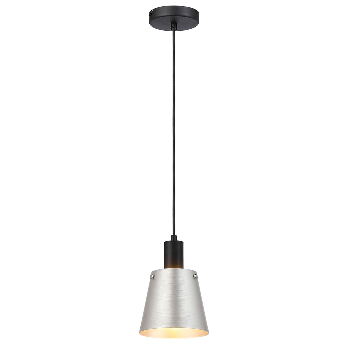 Essington 16cm Single Drop Pendant with Grey and Silver Metal Shade