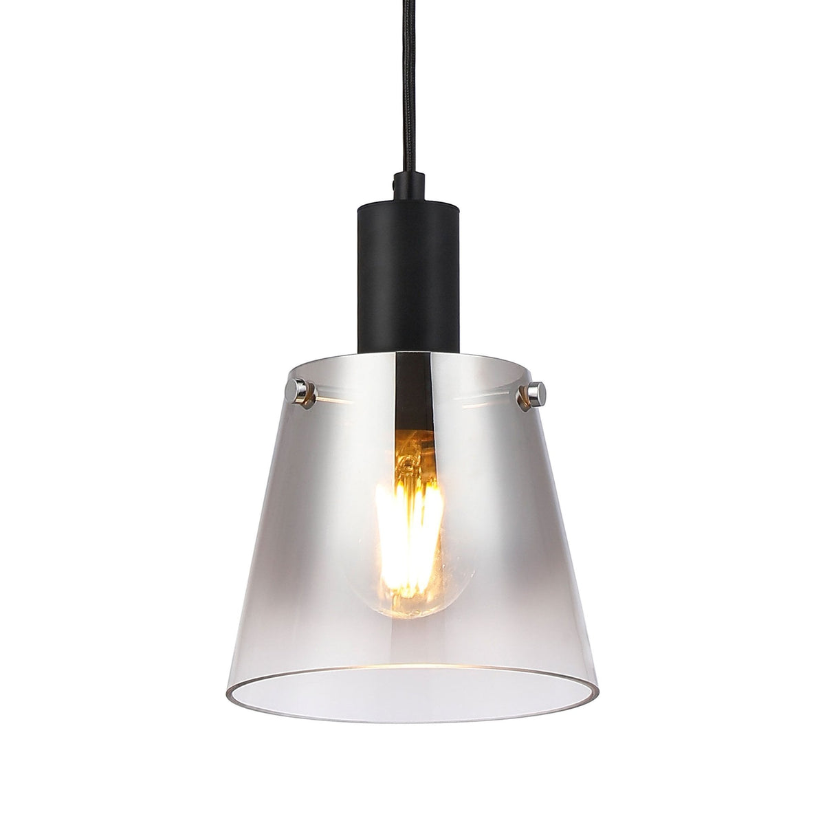 Essington 16cm Single Drop Pendant with Smoke Fade Glass Shade